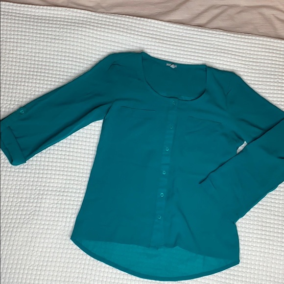 Teal Charlotte Russe blouse - Picture 2 of 9